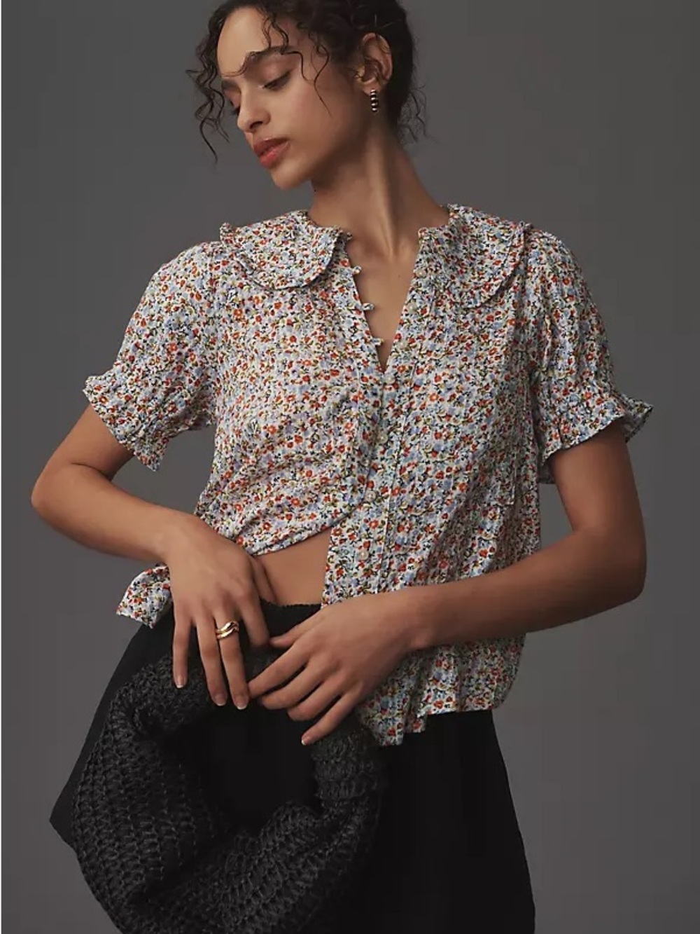 Pilcro Keira Collared Button-front Blouse (Size XXS)